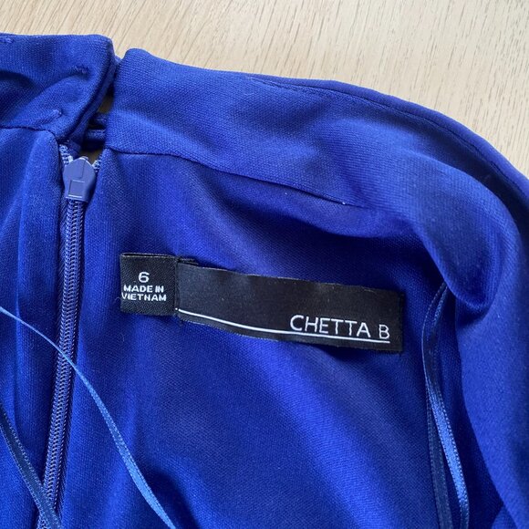 New Chetta B Maxi Dress 6 / 8 Watercolor Floral Navy Blue Winter White Gown NWT - Picture 9 of 13